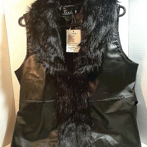 Black Faux leather with black faux fur